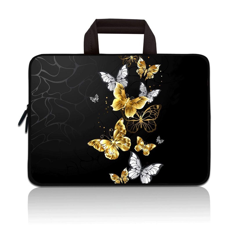 RUYIDAY 14 15 15.4 15.6 inch Laptop Handle Bag Computer Protect Case Pouch Holder Notebook Sleeve Neoprene Cover Soft Carrying Travel Case for Dell Lenovo Toshiba HP Chromebook ASUS Acer(Butterfly)